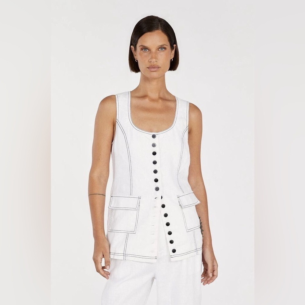 NWT DISSH Rosie Longline White Vest Sleeveless Size US 12